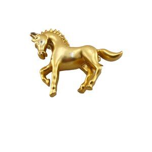 Vintage Gold-Tone Horse Brooch Pin Equestrian Jewelry